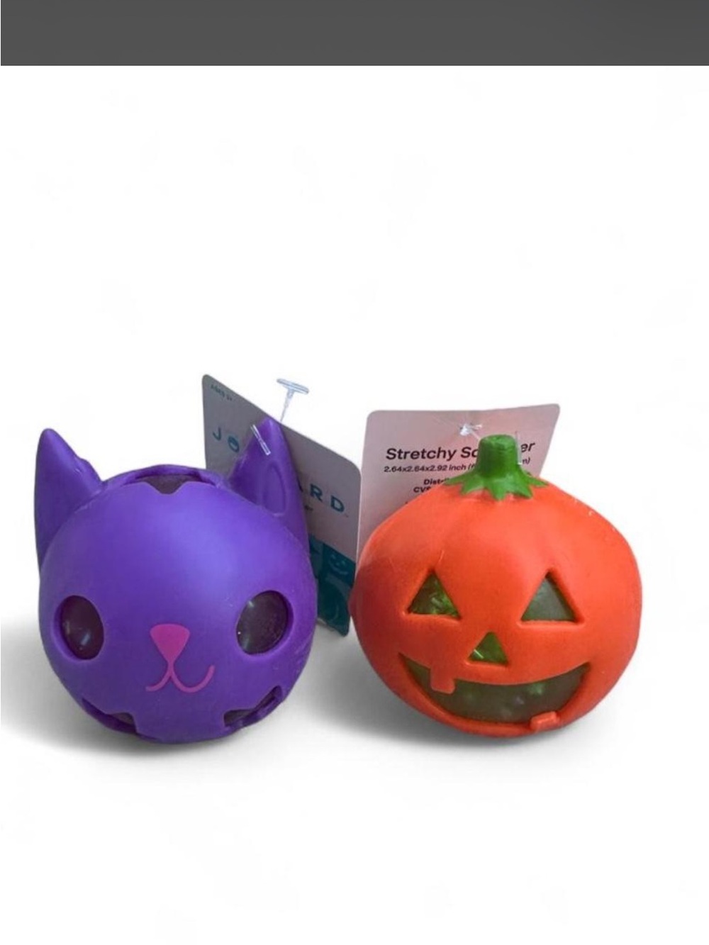 Halloween Stretchy Squeezer Squishy Duo Set - Purple Cat & Orange Pumpkin